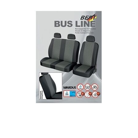 Чехлы универсальные на передние сиденья гобелен BERT BUS Line 1+2 Black\Gray