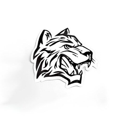 Декоративная наклейка серебристая Тигр 15*15 см.