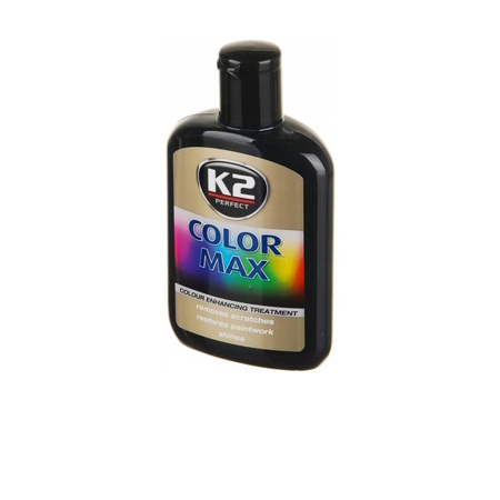 Полироль цветная с воском для лакокрасочного покрытия K2 Color Max (черный) 200 мл.
