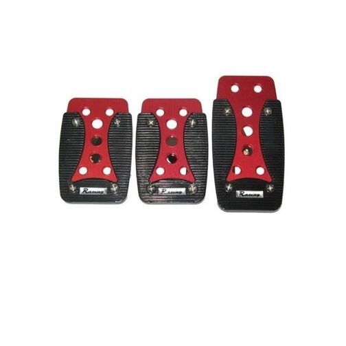 Накладки на педали металлические прорезиненные CG-1063 Black/Red